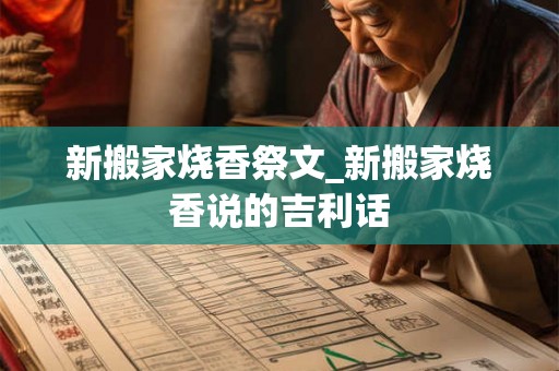 新搬家烧香祭文_新搬家烧香说的吉利话
