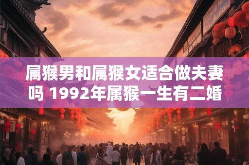 属猴男和属猴女适合做夫妻吗 1992年属猴一生有二婚