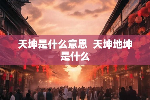 天坤是什么意思  天坤地坤是什么