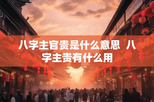 八字主官贵是什么意思  八字主贵有什么用