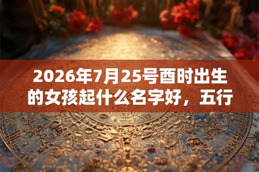 2026年7月25号酉时出生的女孩起什么名字好，五行属什么？