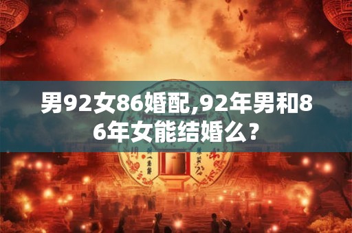 男92女86婚配,92年男和86年女能结婚么？