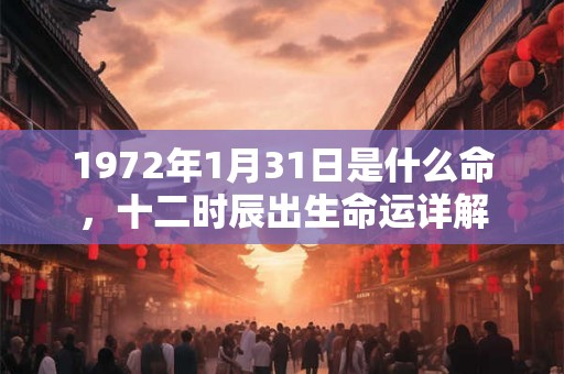 1972年1月31日是什么命，十二时辰出生命运详解