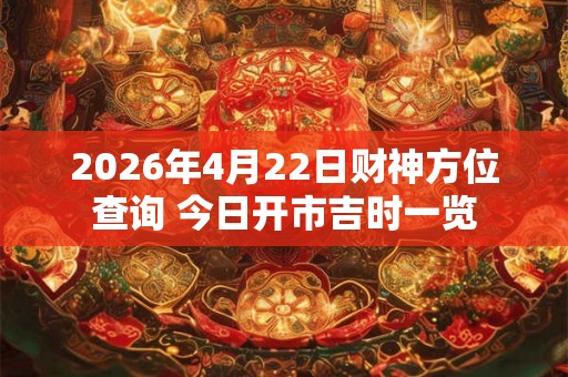 2026年4月22日财神方位查询 今日开市吉时一览