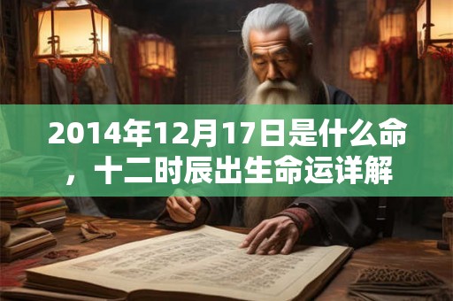 2014年12月17日是什么命,十二时辰出生命运详解 2014年12月17日是什么命,十二时辰出生命运详解