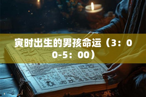 寅时出生的男孩命运（3：00-5：00）