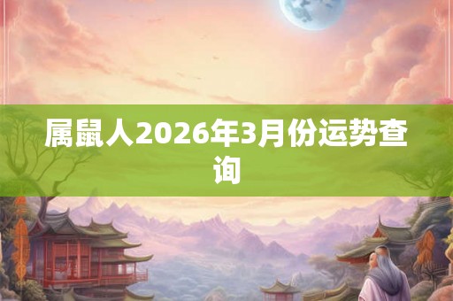 属鼠人2026年3月份运势查询