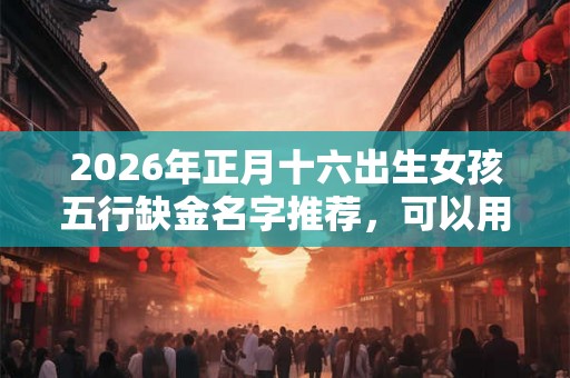 2026年正月十六出生女孩五行缺金名字推荐，可以用什么字？