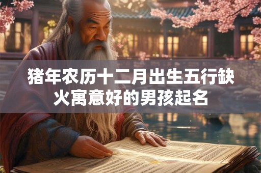 猪年农历十二月出生五行缺火寓意好的男孩起名