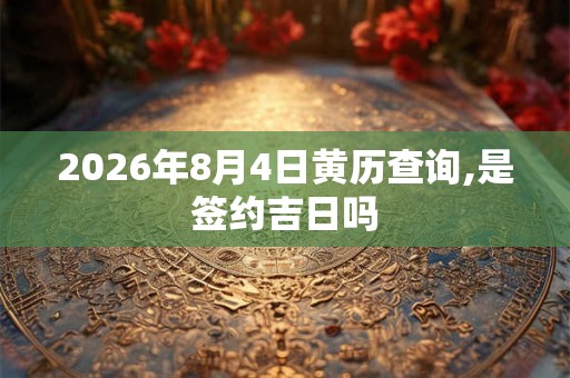 2026年8月4日黄历查询,是签约吉日吗