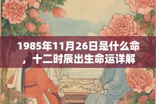 1985年11月26日是什么命，十二时辰出生命运详解