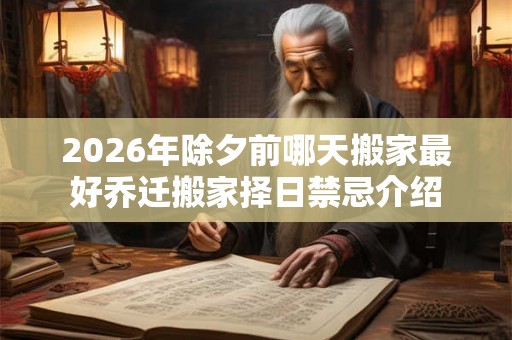 2026年除夕前哪天搬家最好乔迁搬家择日禁忌介绍
