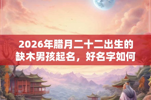 2026年腊月二十二出生的缺木男孩起名，好名字如何起？