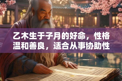 乙木生于子月的好命，性格温和善良，适合从事协助性工作