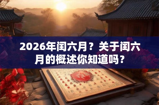 2026年闰六月？关于闰六月的概述你知道吗？