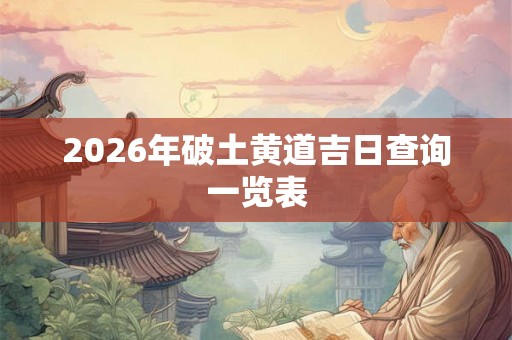2026年破土黄道吉日查询一览表