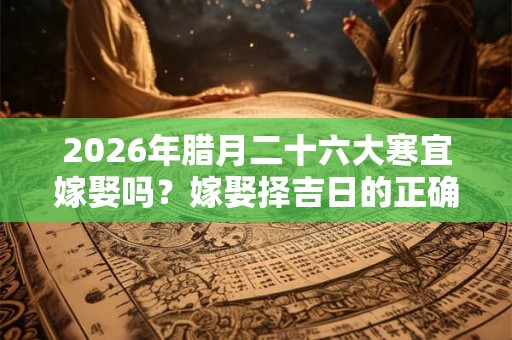 2026年腊月二十六大寒宜嫁娶吗?嫁娶择吉日的正确方法? 2026年腊月二十六大寒宜嫁娶吗?嫁娶择吉日的正确方法?