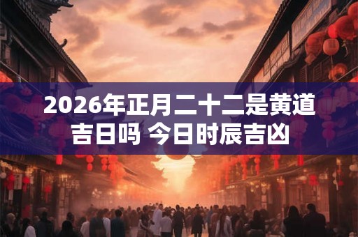 2026年正月二十二是黄道吉日吗 今日时辰吉凶