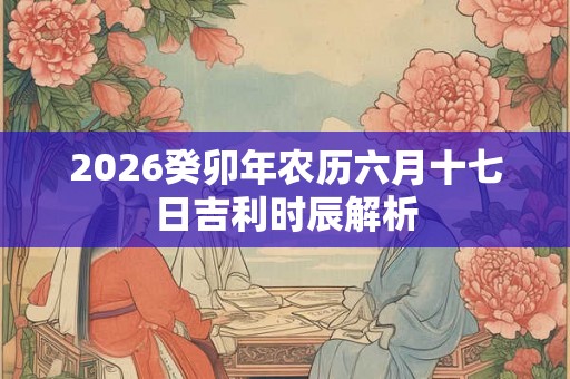 2026癸卯年农历六月十七日吉利时辰解析