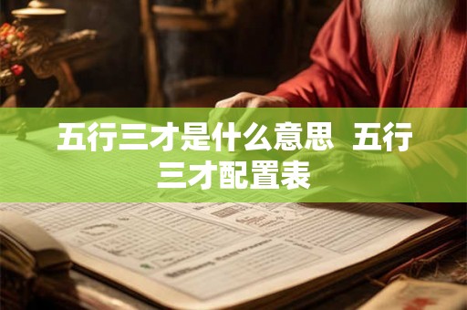 五行三才是什么意思  五行三才配置表