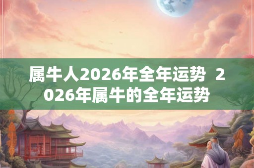 属牛人2026年全年运势 2026年属牛的全年运势 属牛人2026年全年运势 2026年属牛的全年运势