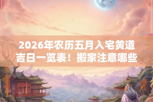 2026年农历五月入宅黄道吉日一览表!搬家注意哪些 2026年农历五月入宅黄道吉日一览表!搬家注意哪些