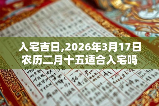入宅吉日,2026年3月17日农历二月十五适合入宅吗
