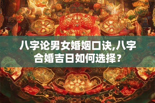 八字论男女婚姻口诀,八字合婚吉日如何选择？