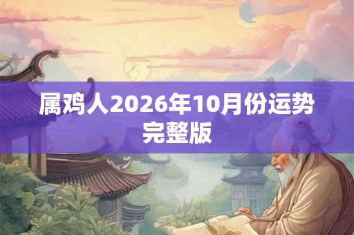属鸡人2026年10月份运势完整版 属鸡人2026年10月份运势完整版