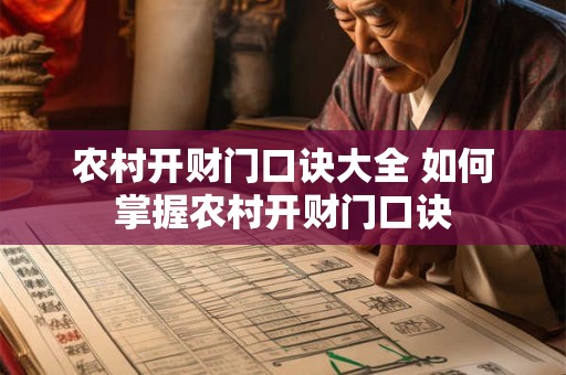 农村开财门口诀大全 如何掌握农村开财门口诀