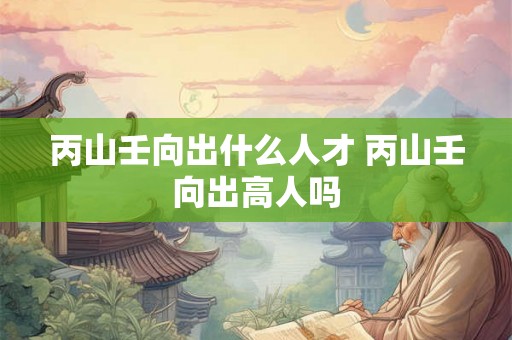 丙山壬向出什么人才 丙山壬向出高人吗