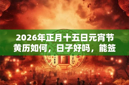 2026年正月十五日元宵节黄历如何，日子好吗，能签约吗？