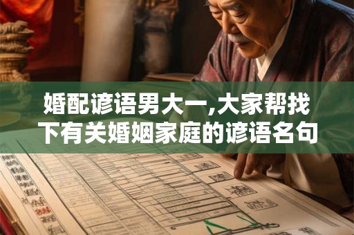 婚配谚语男大一,大家帮找下有关婚姻家庭的谚语名句 婚配谚语男大一,大家帮找下有关婚姻家庭的谚语名句