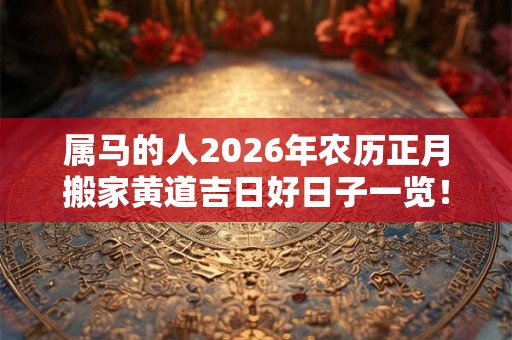 属马的人2026年农历正月搬家黄道吉日好日子一览! 属马的人2026年农历正月搬家黄道吉日好日子一览!