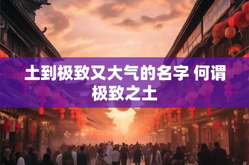 土到极致又大气的名字 何谓极致之土