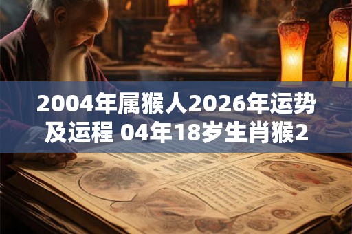 2004年属猴人2026年运势及运程 04年18岁生肖猴2026年每月运势