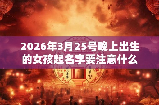 2026年3月25号晚上出生的女孩起名字要注意什么