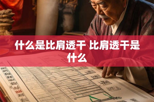 什么是比肩透干 比肩透干是什么