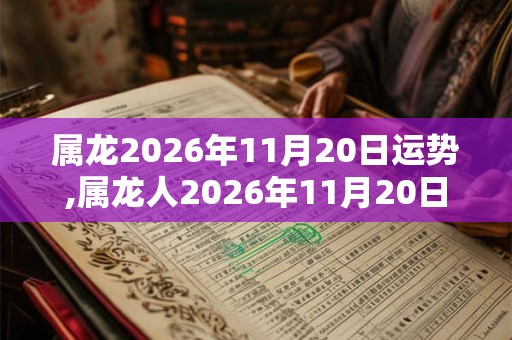 属龙2026年11月20日运势,属龙人2026年11月20日财运,生肖龙2026年11月20日运势