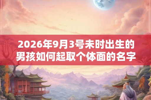 2026年9月3号未时出生的男孩如何起取个体面的名字，五行属什么