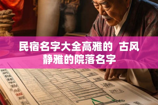 民宿名字大全高雅的  古风静雅的院落名字