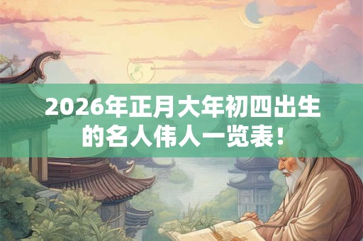 2026年正月大年初四出生的名人伟人一览表！