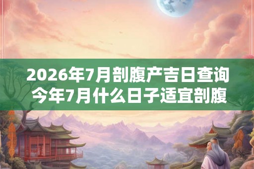 2026年7月剖腹产吉日查询 今年7月什么日子适宜剖腹产生孩子