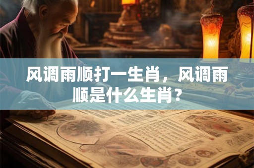风调雨顺打一生肖，风调雨顺是什么生肖？