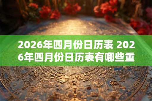 2026年四月份日历表 2026年四月份日历表有哪些重要日期和节日