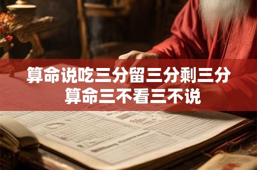 算命说吃三分留三分剩三分  算命三不看三不说