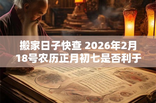 搬家日子快查 2026年2月18号农历正月初七是否利于迁居