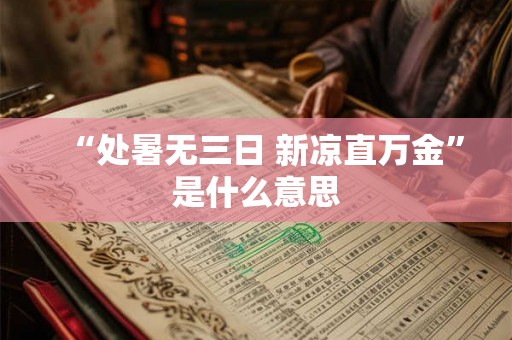 “处暑无三日 新凉直万金”是什么意思
