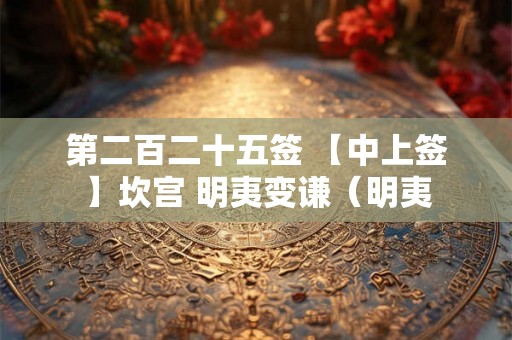 第二百二十五签 【中上签】坎宫 明夷变谦（明夷