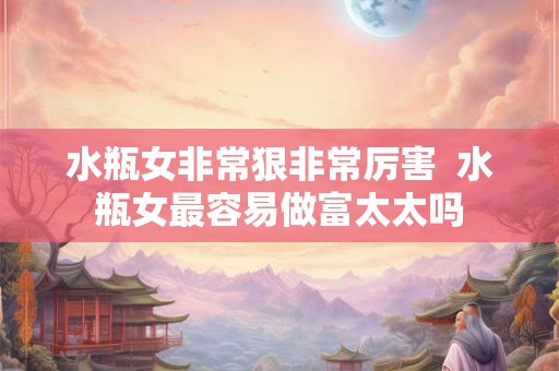 水瓶女非常狠非常厉害  水瓶女最容易做富太太吗